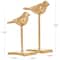 Gold Metal Bird Sculpture with Gold Foil Texturing Set